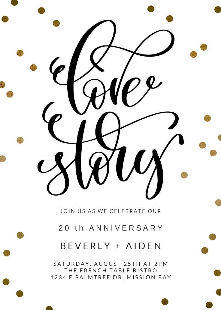 Love story - invitación de aniversario