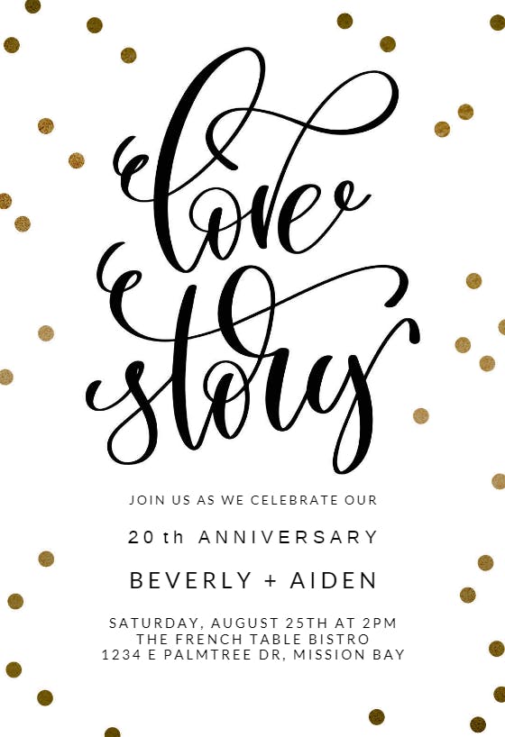 Love story - anniversary invitation