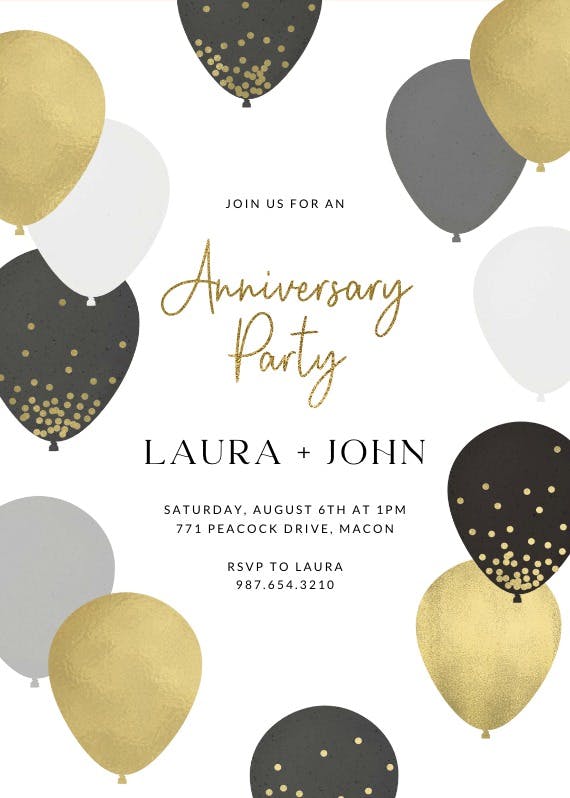 Luxe balloons - invitación de aniversario