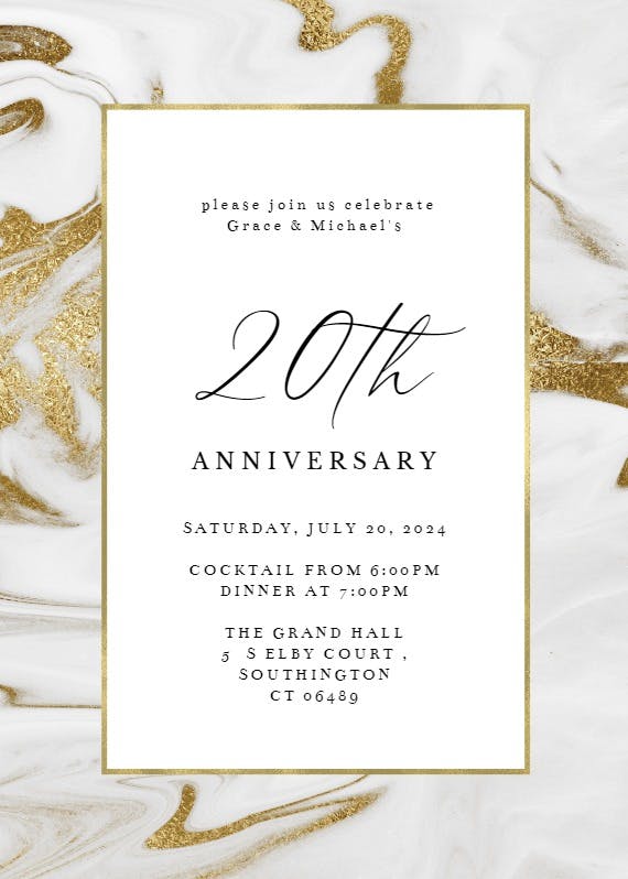Marble frame - anniversary invitation