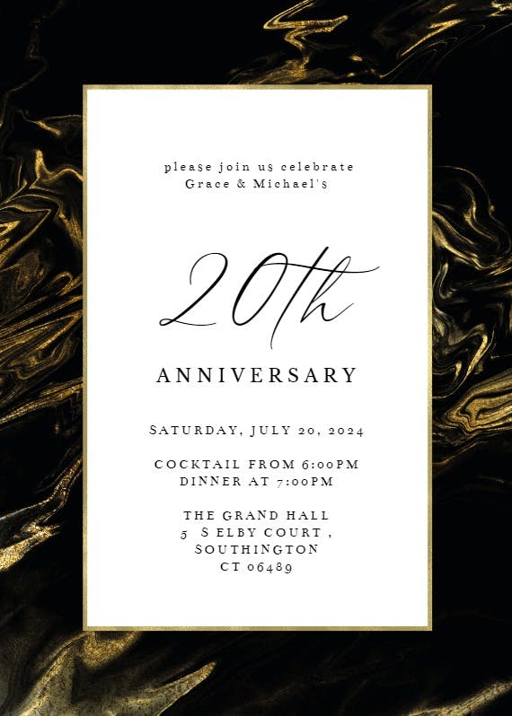 Marble frame - anniversary invitation