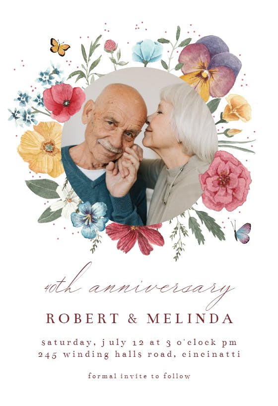 Meadow wreath - anniversary invitation