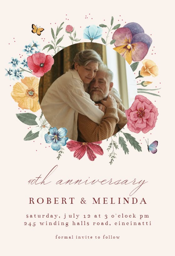 Meadow wreath - anniversary invitation