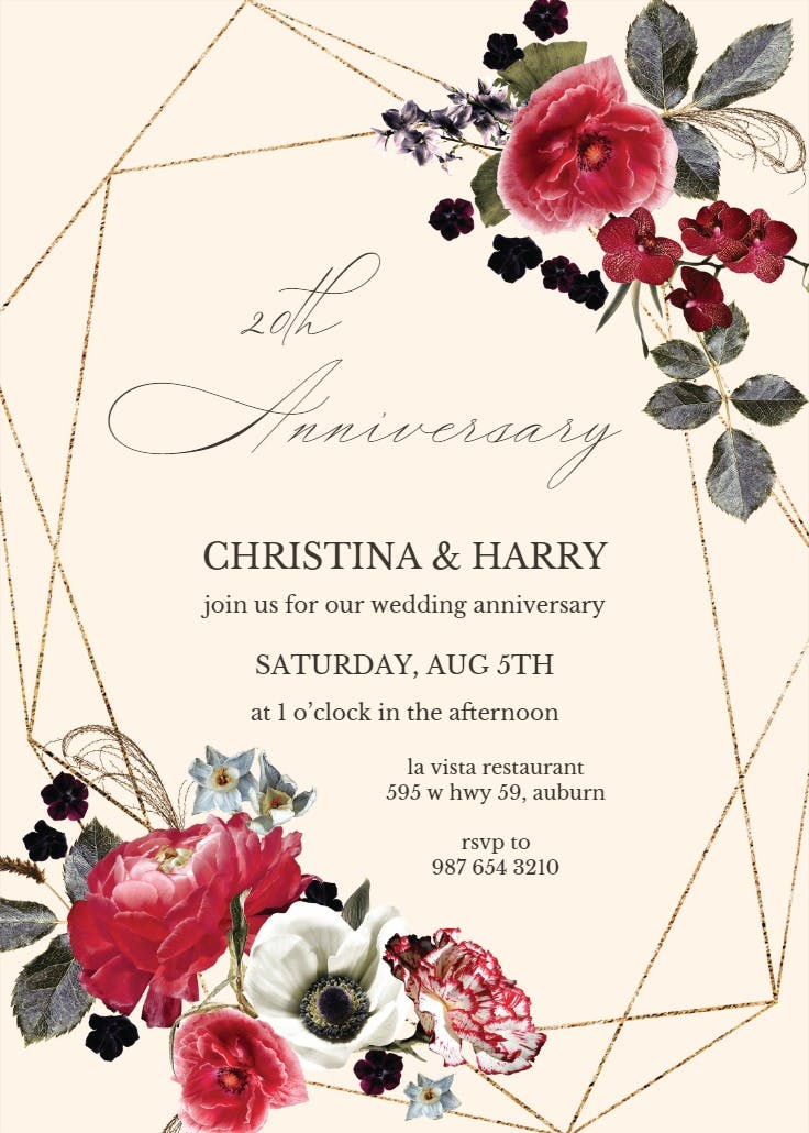 Moody flowers - anniversary invitation