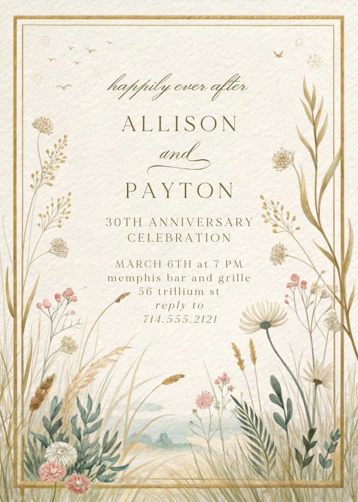 Nature's vows - anniversary invitation