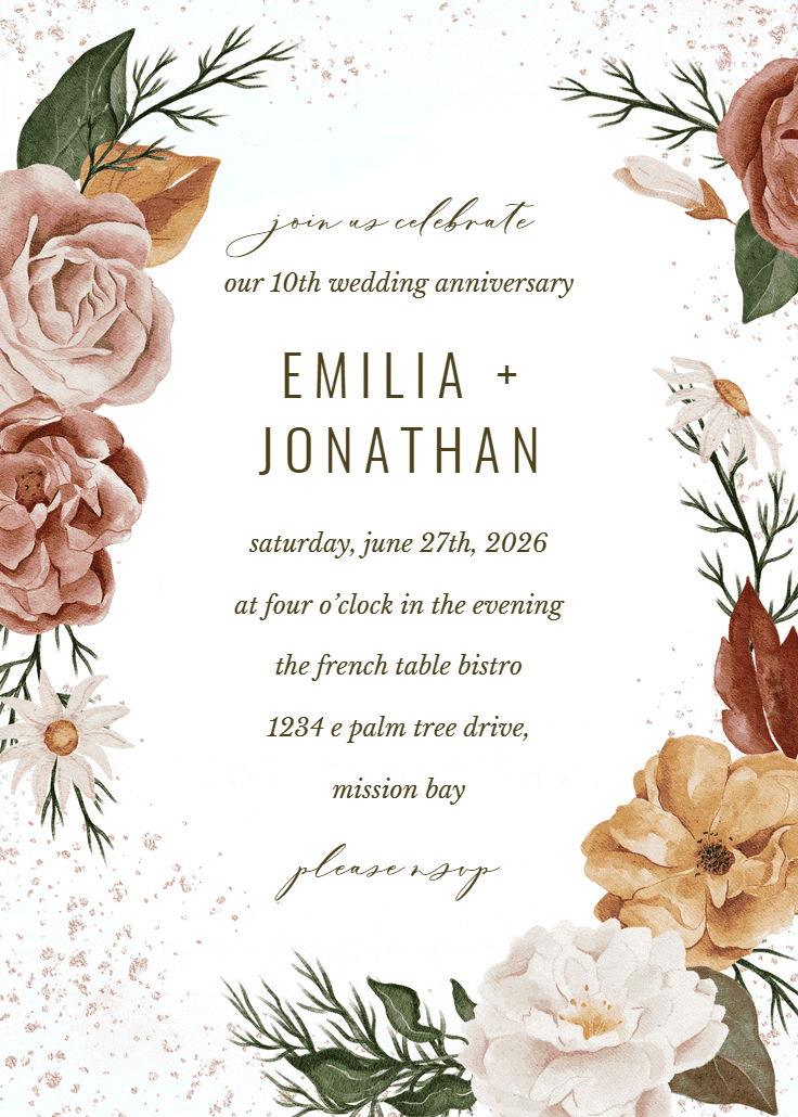 Nocturnal flowers - anniversary invitation