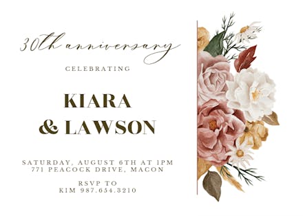 Nocturnal Flowers - Invitación De Aniversario