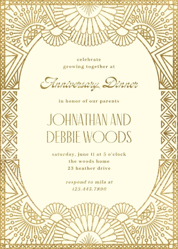 Orange glitz - invitación de aniversario