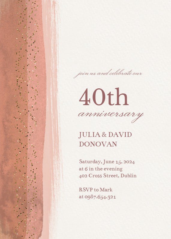 Paint and glitters - anniversary invitation