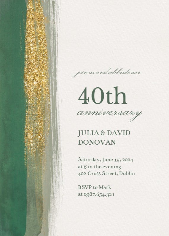 Paint and glitters - anniversary invitation