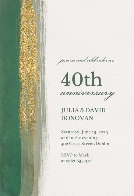 Paint And Glitters - Anniversary Invitation Template | Greetings Island