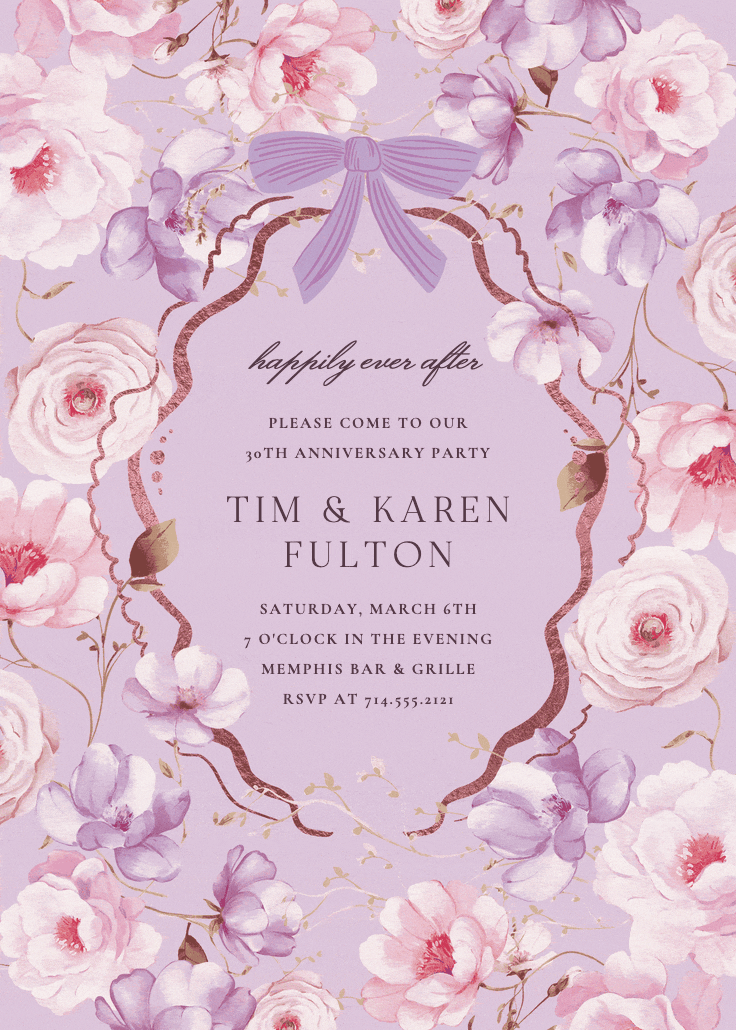 Peachy blooms - invitación de aniversario