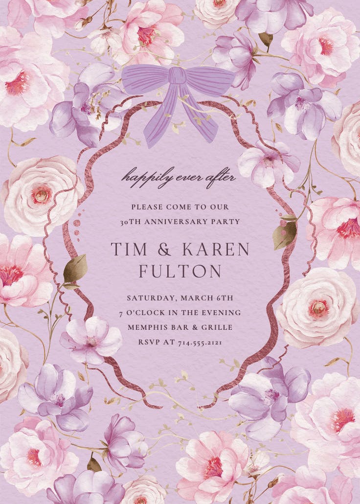 Peachy blooms - anniversary invitation