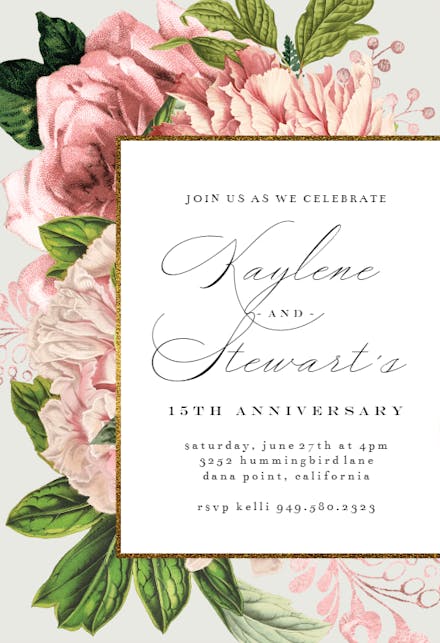 Pink Bouquets - Anniversary Invitation