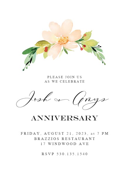 Pink Flower - Invitación De Aniversario