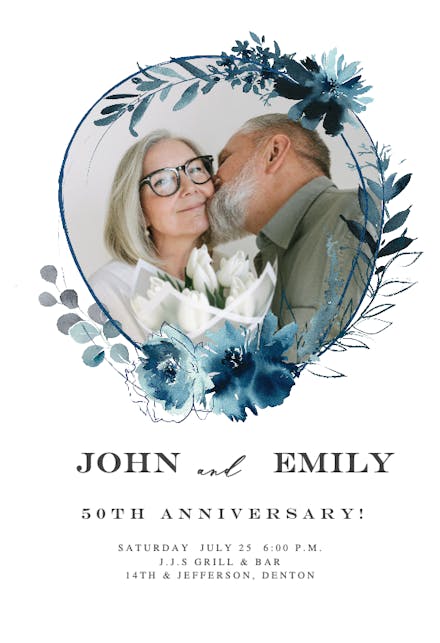 Prussian floral wreath - Invitación De Aniversario