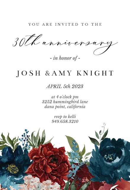 Purple Flowers - Invitación De Aniversario