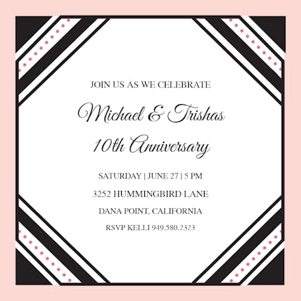 Ribboned Corners - Invitación De Aniversario