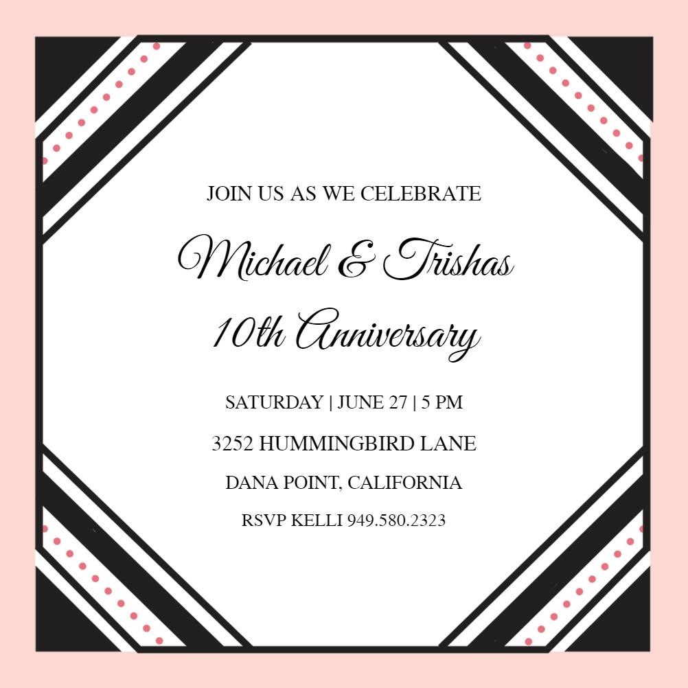 Ribboned corners - anniversary invitation