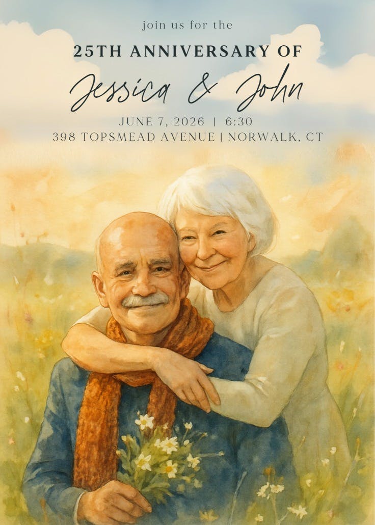 Romantic field - anniversary invitation