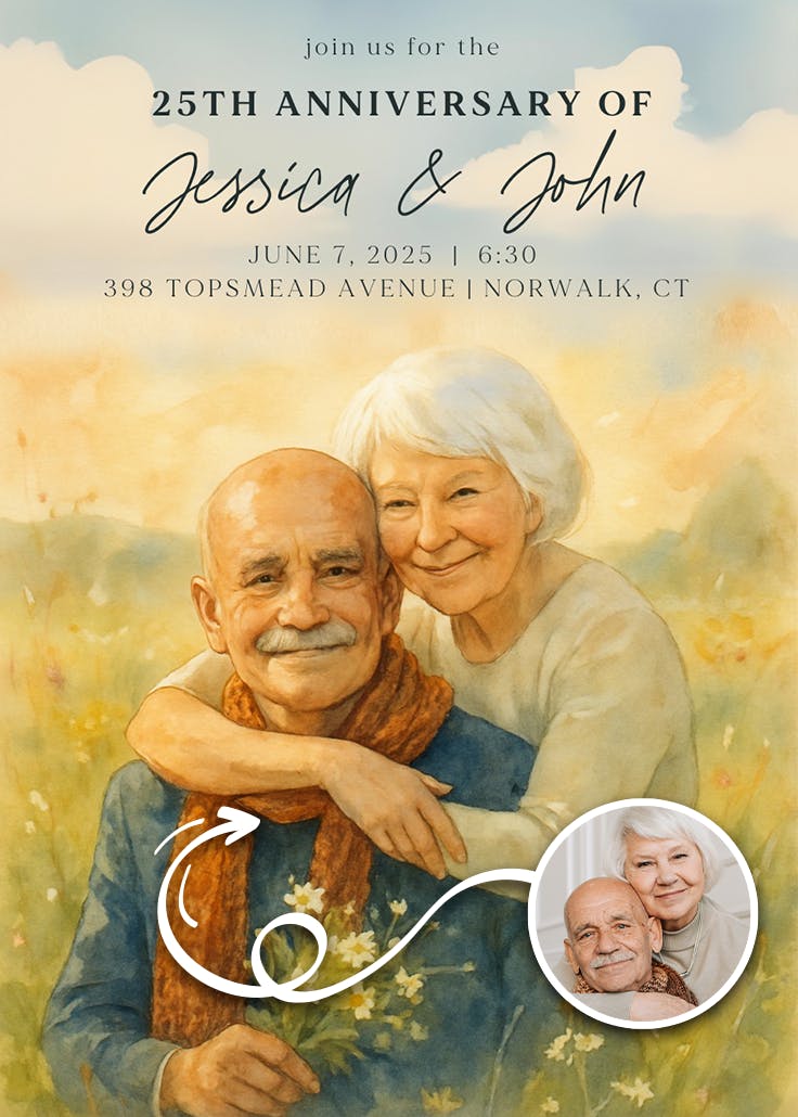 Romantic field - anniversary invitation