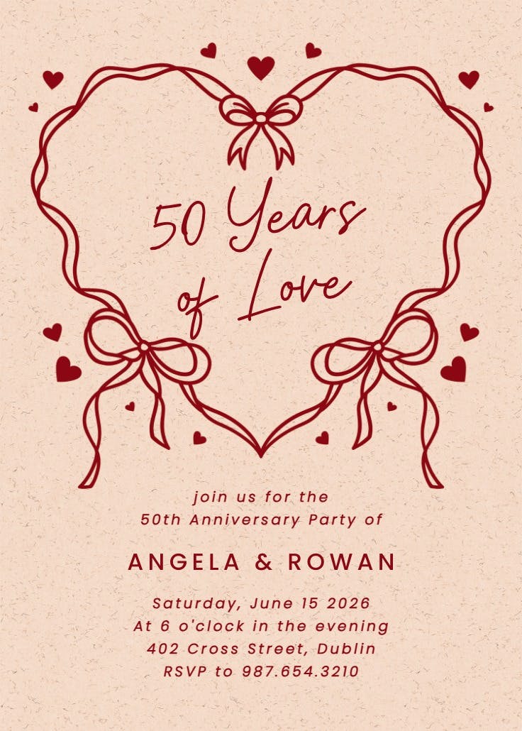Romantic ribbon - printable party invitation