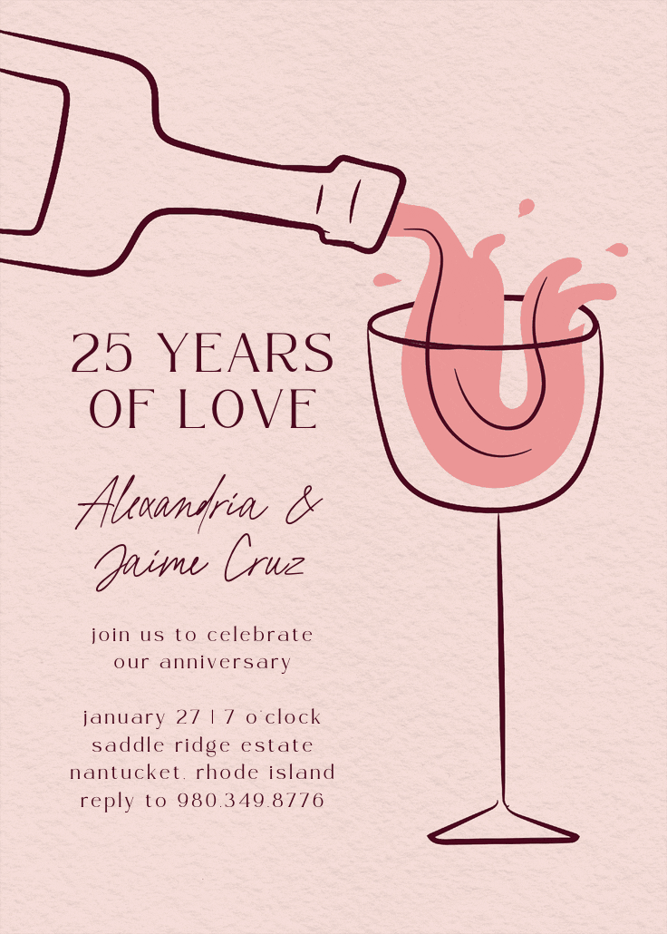 Rosé soirée - anniversary invitation