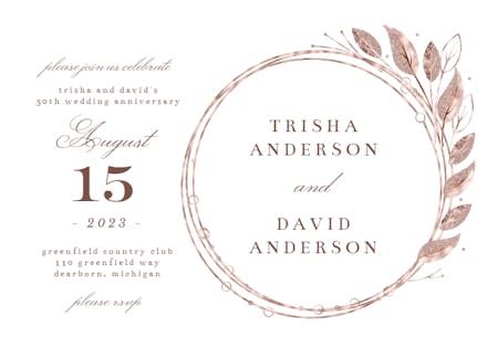 Rose Gold Geometric Floral Frames - Invitación De Aniversario