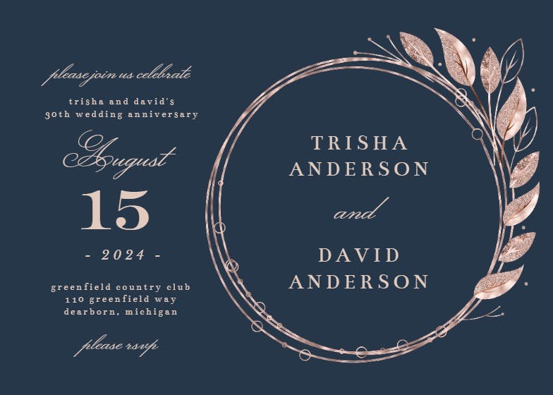 Rose gold geometric floral frames - invitation