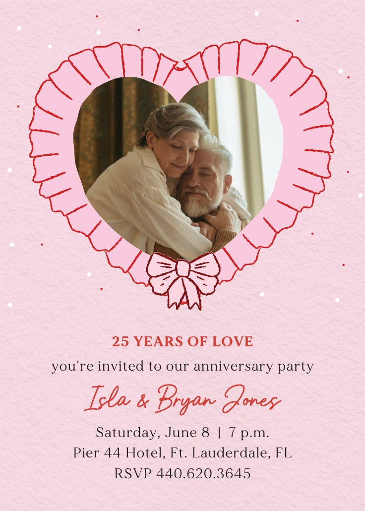 Ruffle heart - anniversary invitation