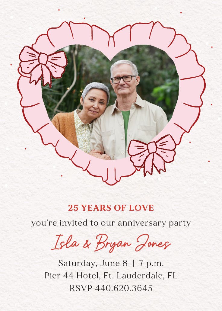 Ruffle heart - anniversary invitation