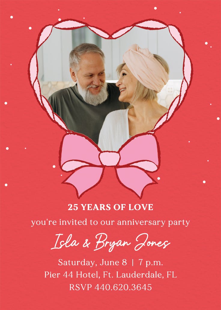 Ruffle heart - anniversary invitation