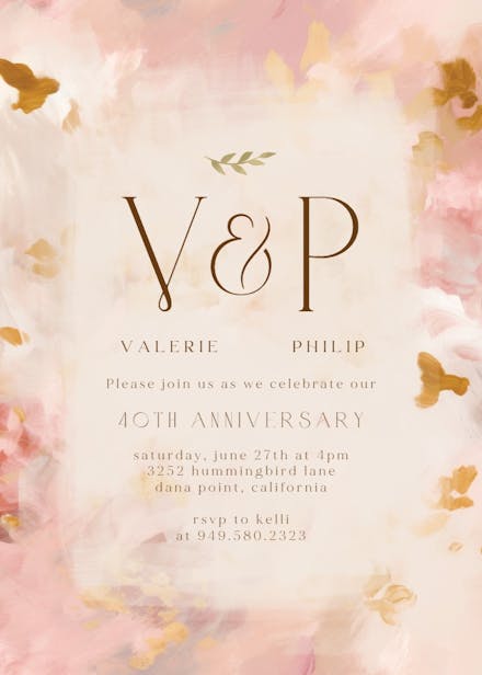 Rustic monogram - anniversary invitation