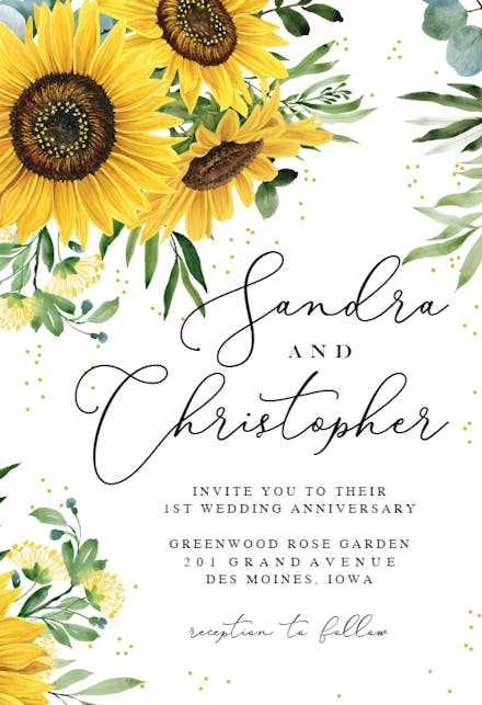 Rustic Sunflowers Corner - Anniversary Invitation