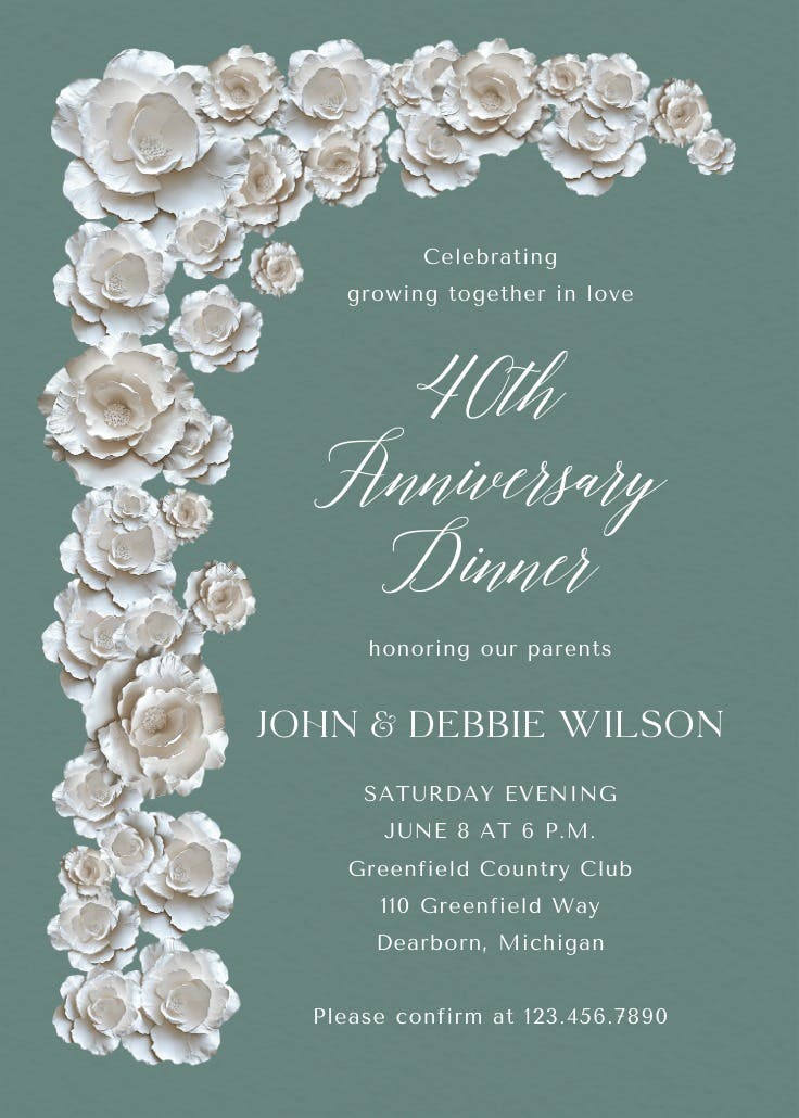 Sculptural bloom - anniversary invitation