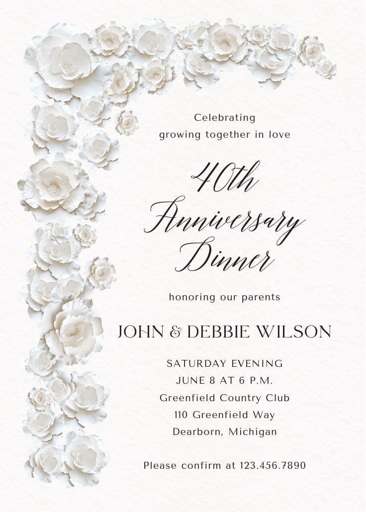 Sculptural bloom - anniversary invitation