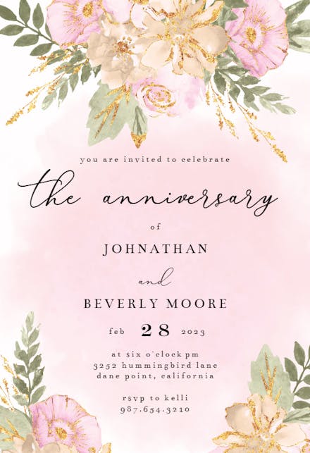 Transparent Flowers - Anniversary Invitation Template | Greetings Island