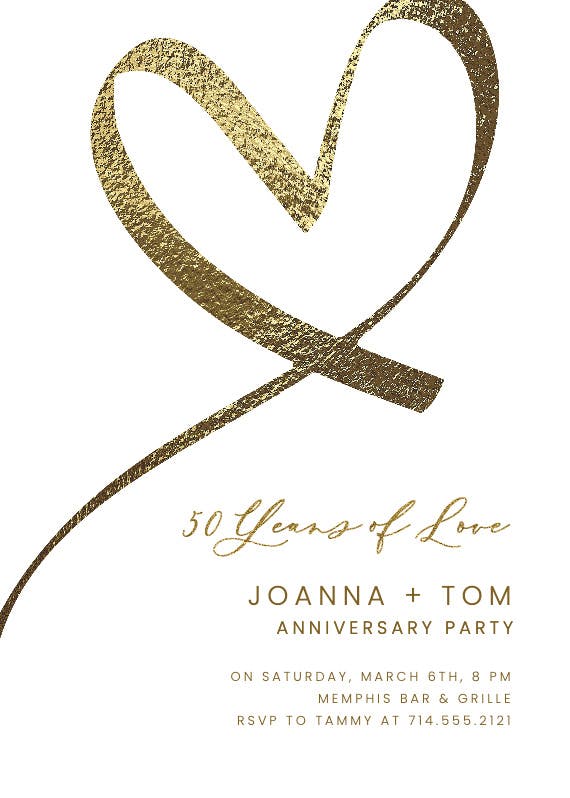 Shimmering heart - anniversary invitation