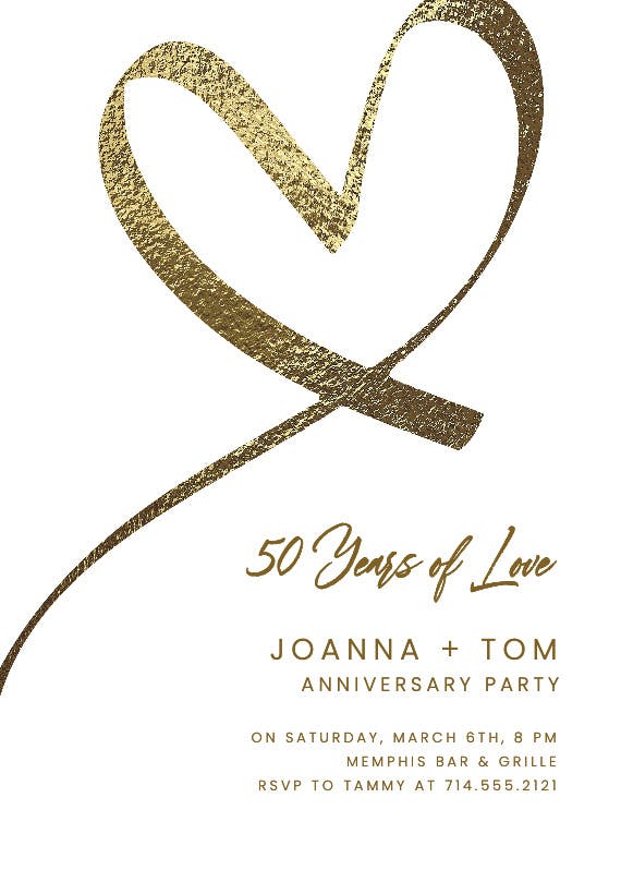 Shimmering heart - anniversary invitation
