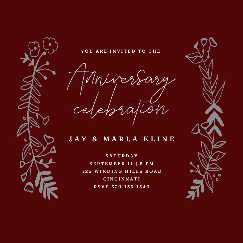 Side by Side Gold - Anniversary Invitation Template (Free) | Greetings ...