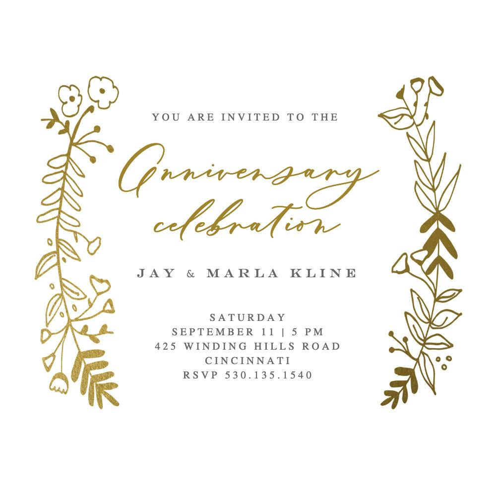 Side by side gold - anniversary invitation