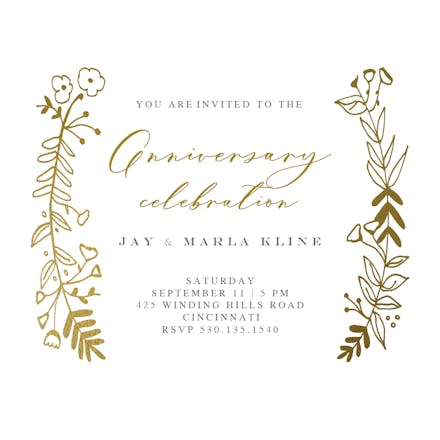 Side by Side Gold - Invitación De Aniversario