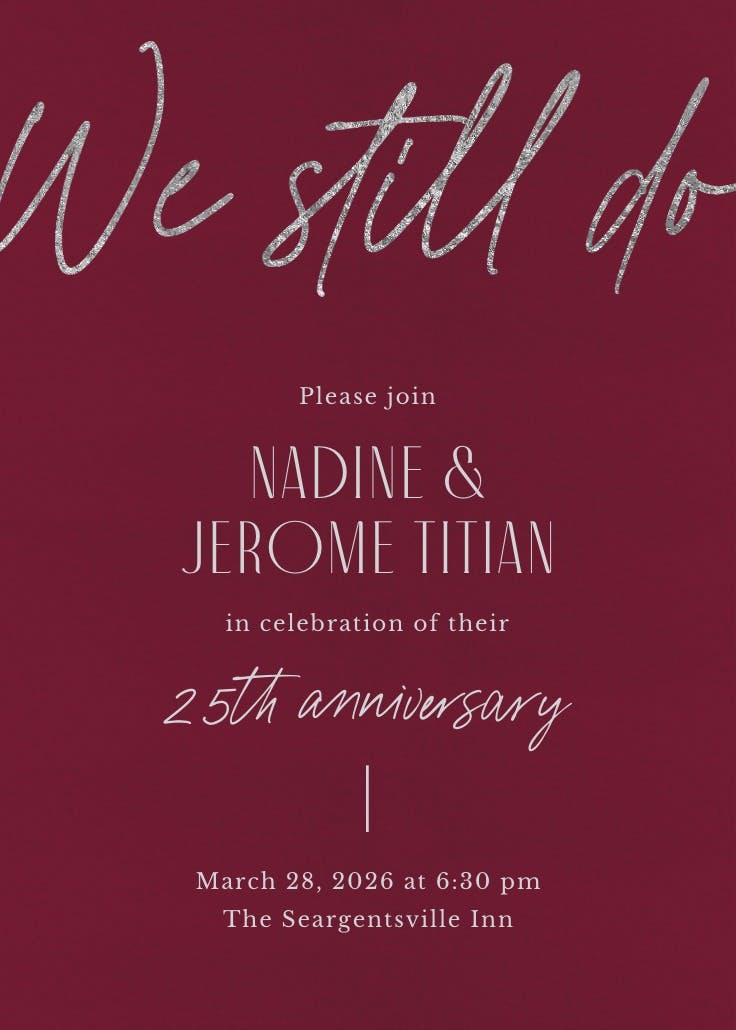 Silver memories - anniversary invitation