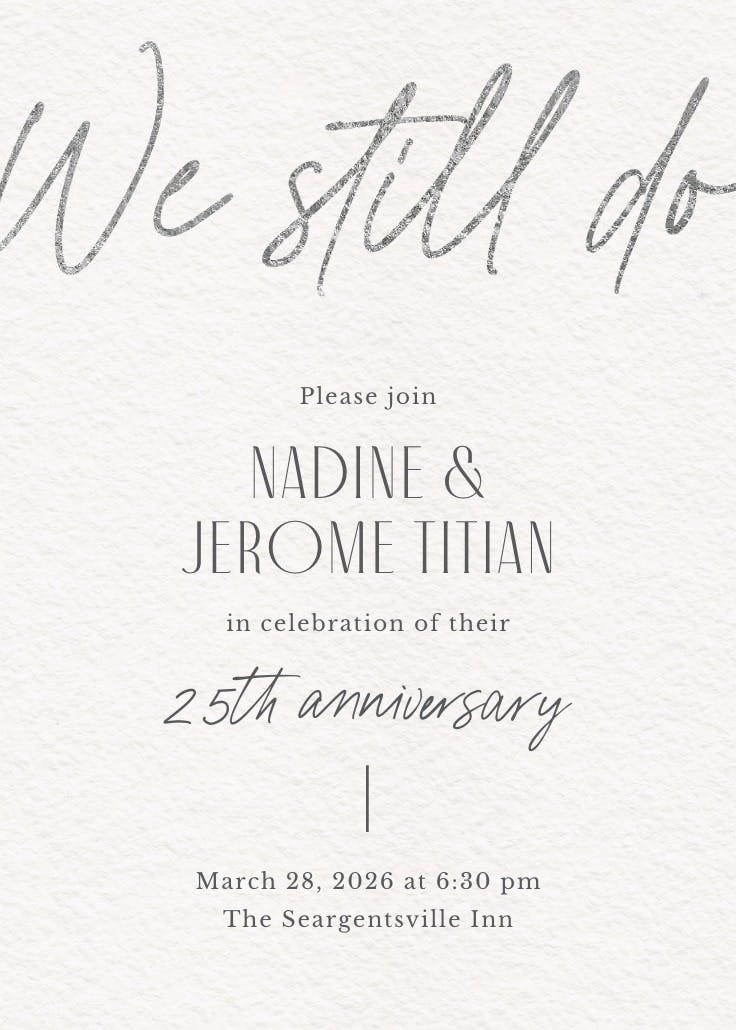 Silver memories - anniversary invitation