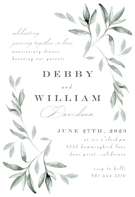 Simple Ivy and Sage - Invitación De Aniversario