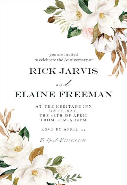 Simple Magnolia - Invitación De Aniversario