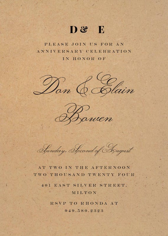 Simple vintage - anniversary invitation