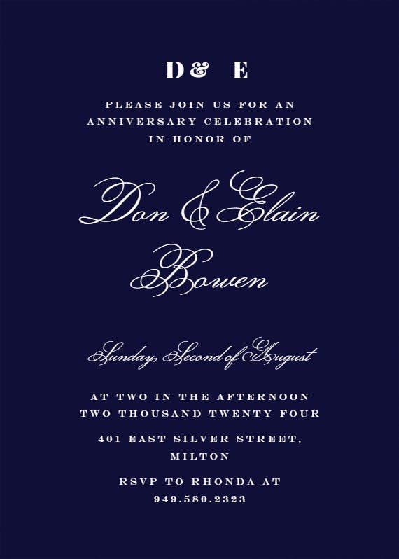 Simple vintage - anniversary invitation
