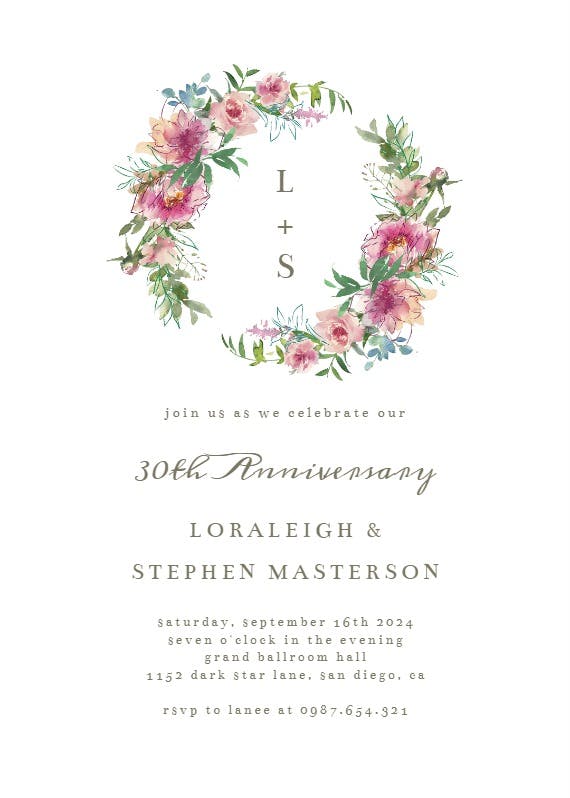 Sketchy florals - anniversary invitation