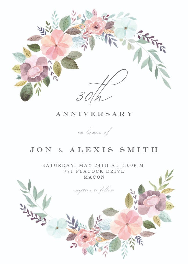 Soft floral - invitación de aniversario